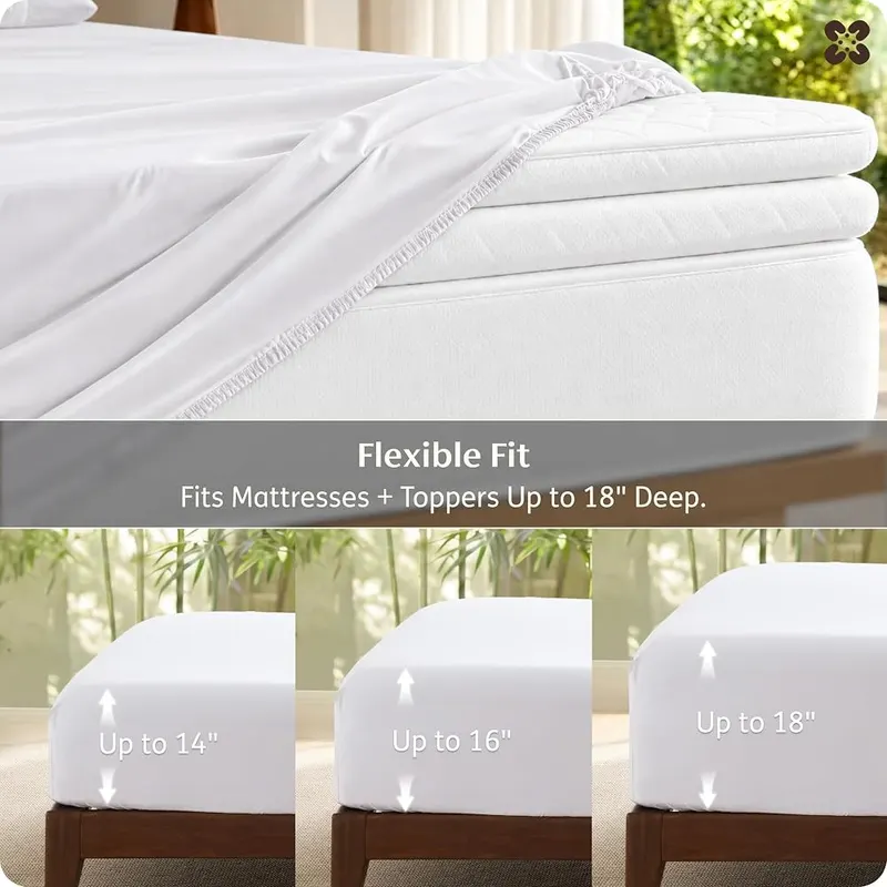 Bedsure PureWoven King Fitted Sheet Qnly – Four reinforced corner straps