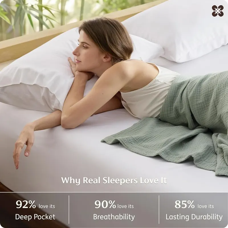 Bedsure PureWoven King Fitted Sheet Qnly – Pet hair brushes off easily