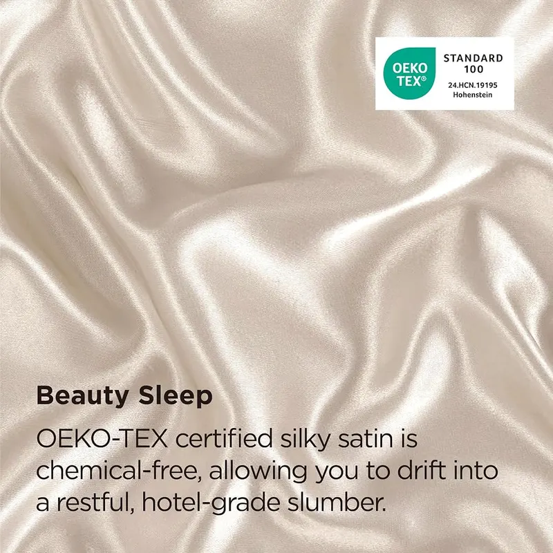 Bedsure Satin Pillowcase 01 – Beige – Zipper – Better Sleep