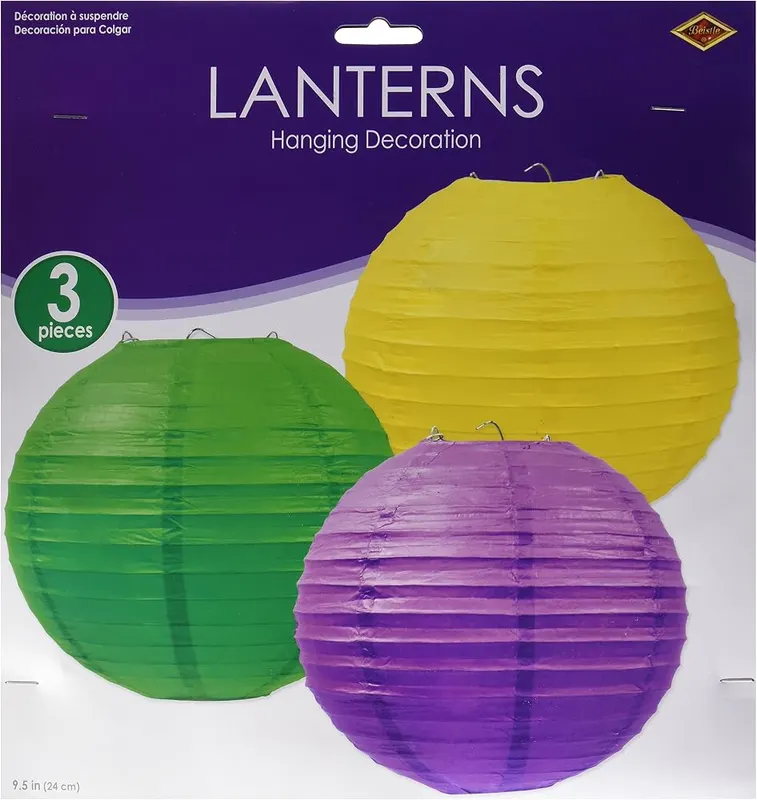 Beistle Green Yellow and Purple Paper Lanterns