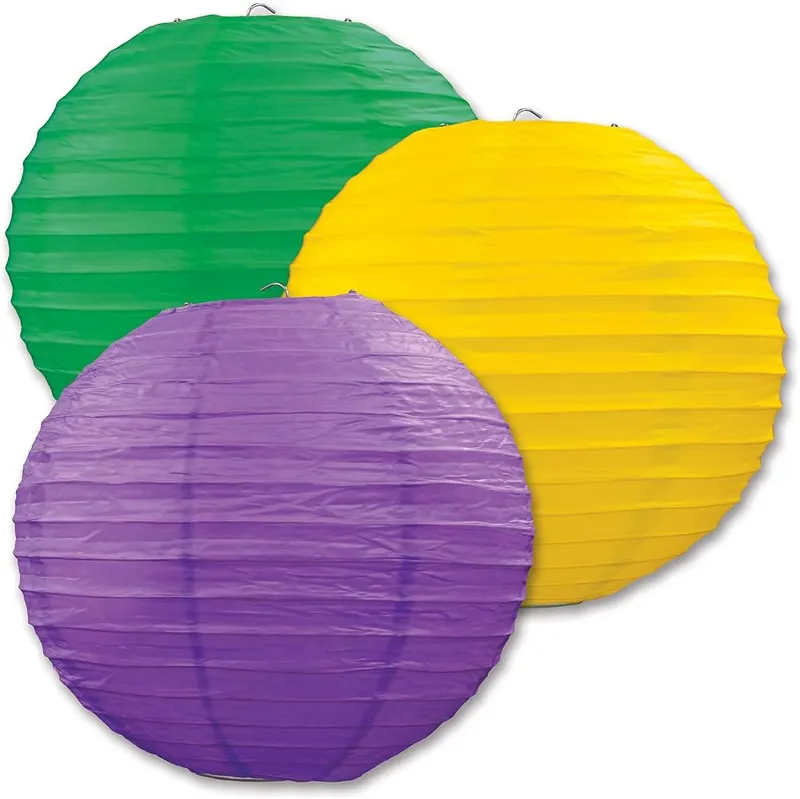 Beistle Green Yellow and Purple Paper Lanterns – product photo 3 of 5