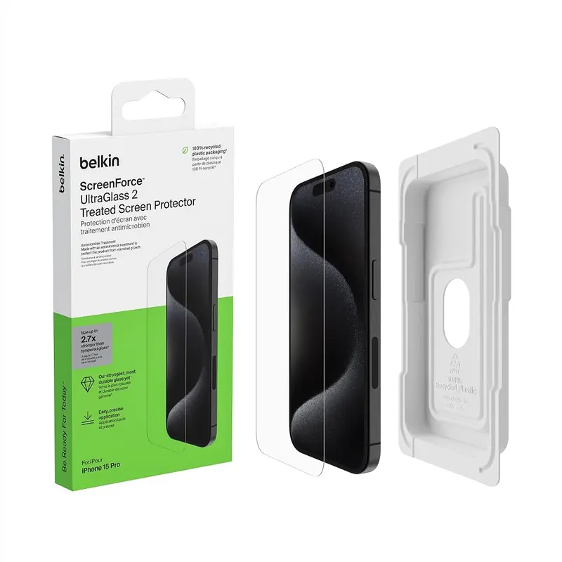 Belkin UltraGlass2 Scratch-Resistant Screen Protector iPhone 15