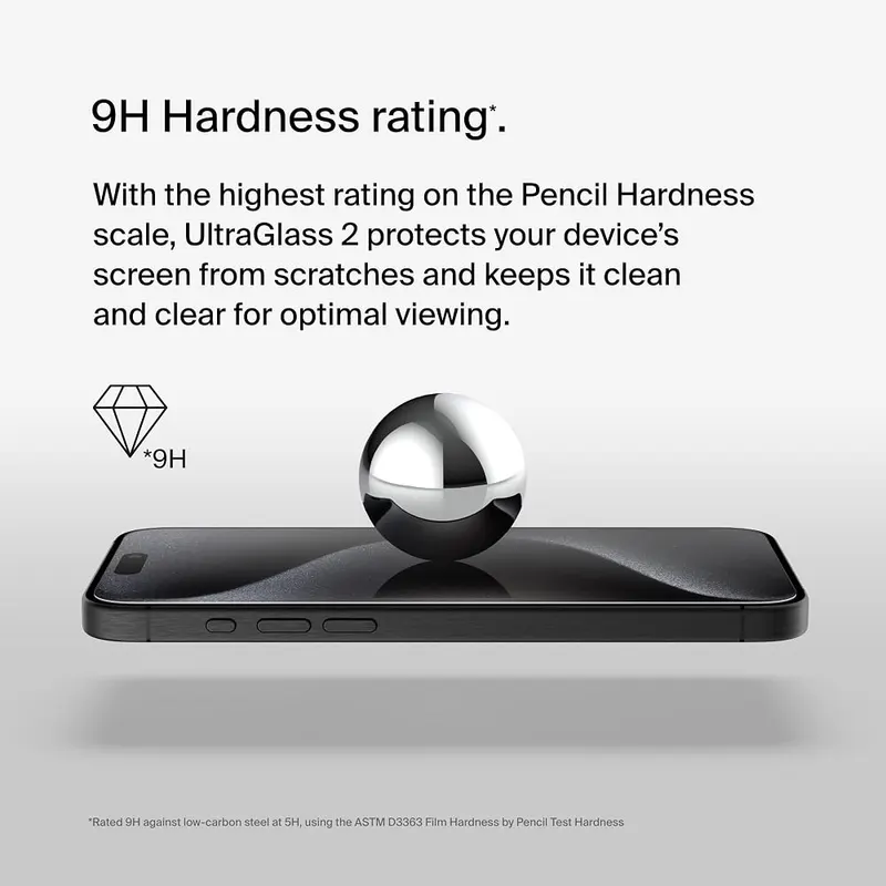 Belkin UltraGlass2 Scratch-Resistant Screen Protector iPhone 15 – Ultra-Slim, Ultra-Protected