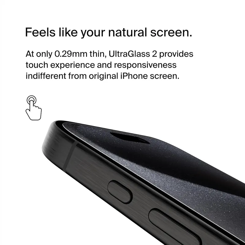 Belkin UltraGlass2 Scratch-Resistant Screen Protector iPhone 15 – Full Screen Coverage