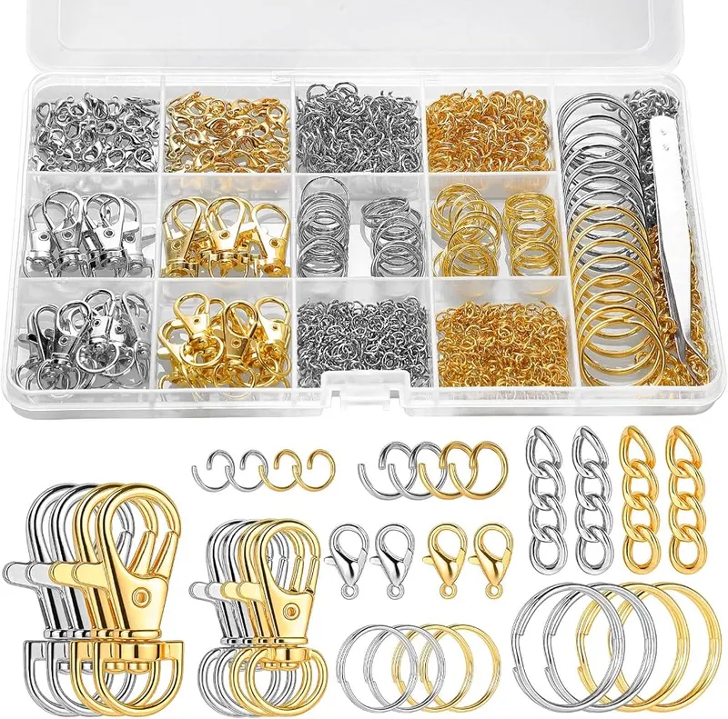 BESARME 1130PCS Keychain Making Kit Jump Rings in Gold and Silver