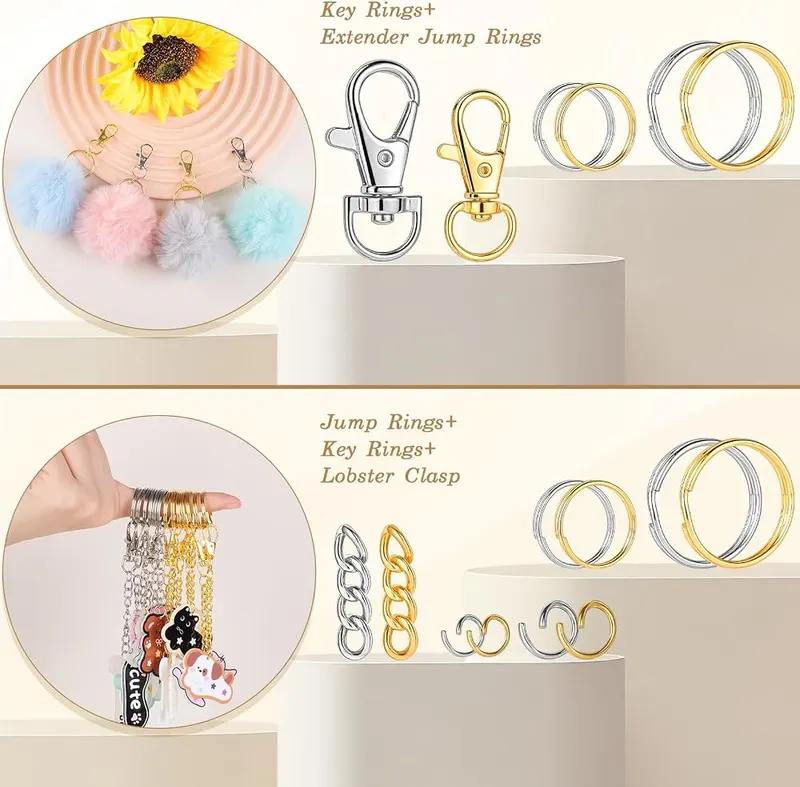 BESARME 1130PCS Keychain Making Kit Jump Rings – Lobster clasps and swivel hooks