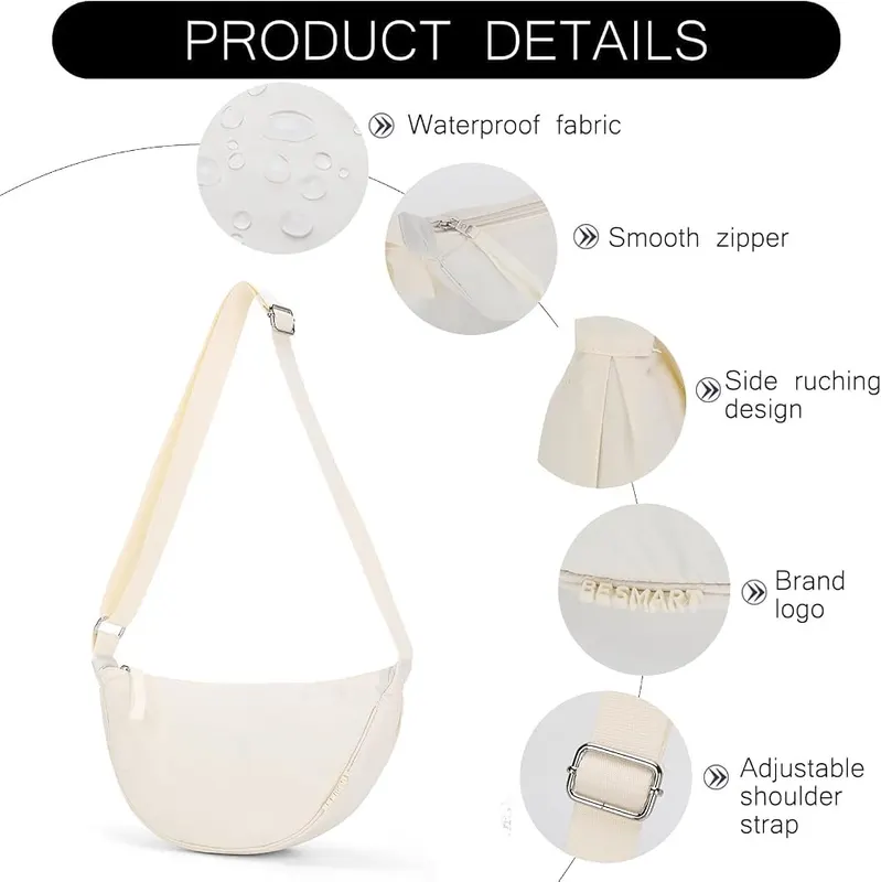 BESMART Small Nylon Crescent Crossbody Bag – A Riot of Colors to Choose】The small crescent