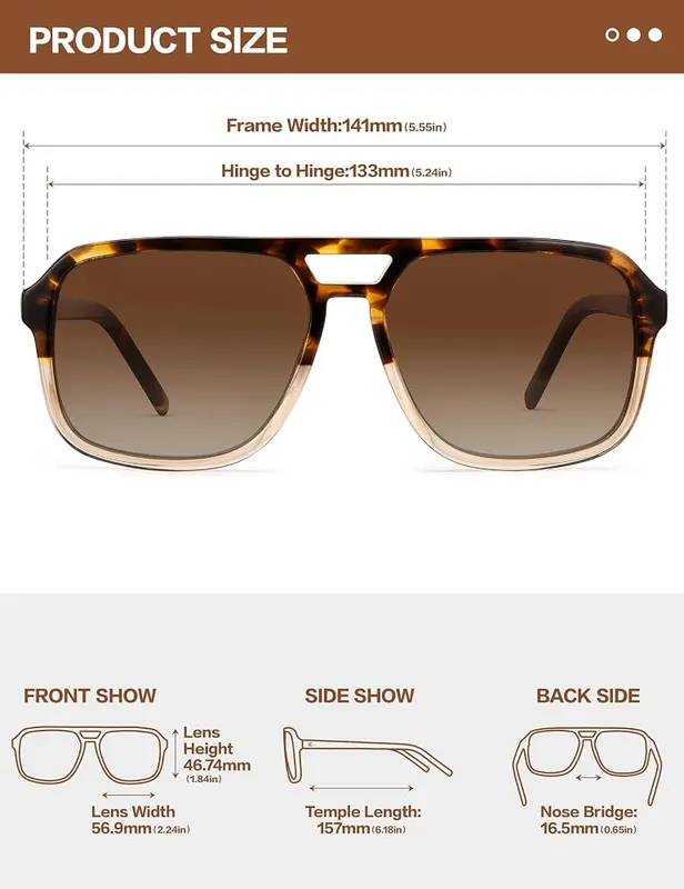 BIRCEN Womens Polarized Sunglasses – P7 tortoise brown finish