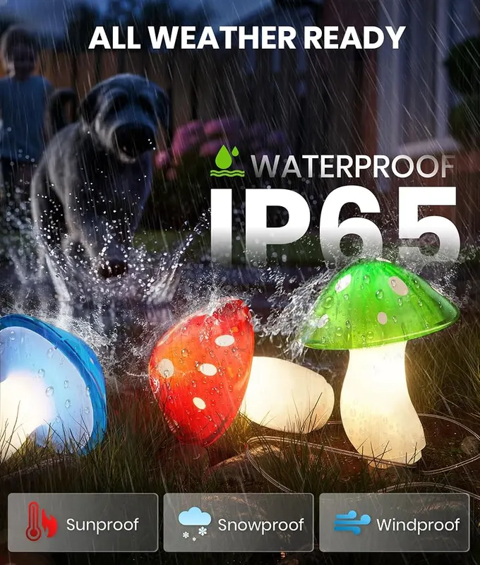 BITPOTT Mushroom Solar Lights Outdoor – product photo 4 of 6