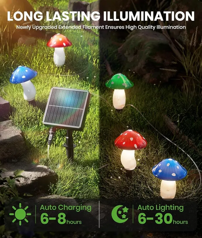 BITPOTT Mushroom Solar Lights Outdoor – product photo 5 of 6