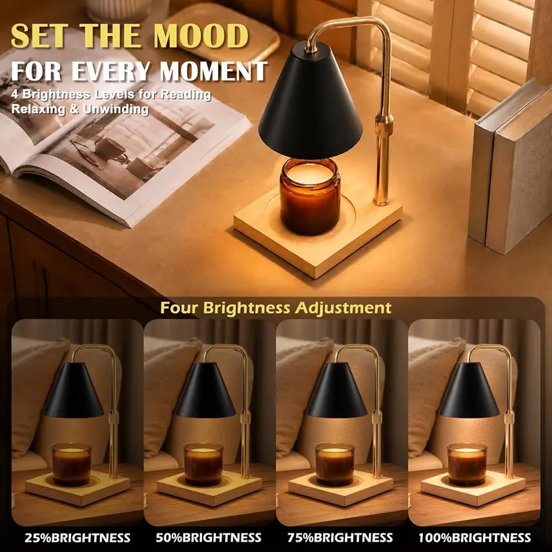 BJFFN Candle Warmer Lamp G.black – Dimmable brightness controls melt speed