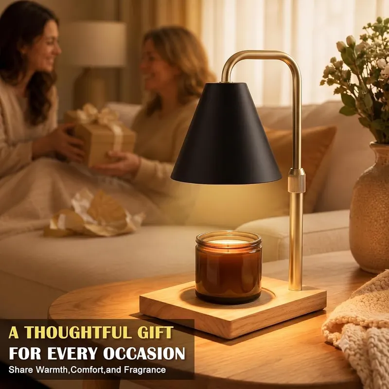 BJFFN Candle Warmer Lamp G.black – Black metal and wood design