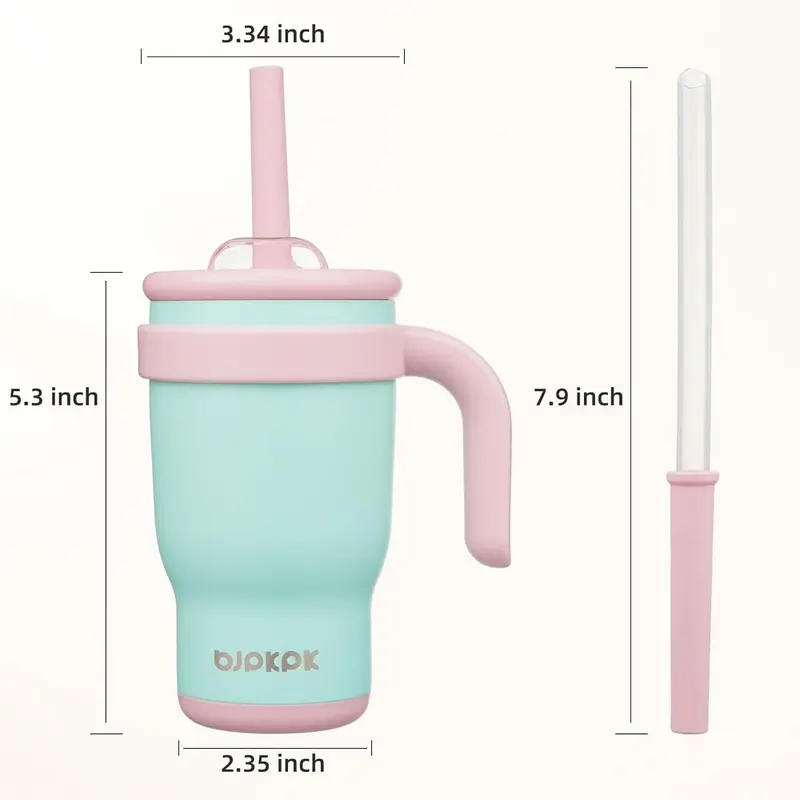 BJPKPK 14 oz Insulated Water Bottle – Leak Proof Tumbler with Handle