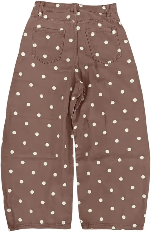 BJUTIR Polka Dot Jeans Womens High Waisted – Comfortable mid rise waist design
