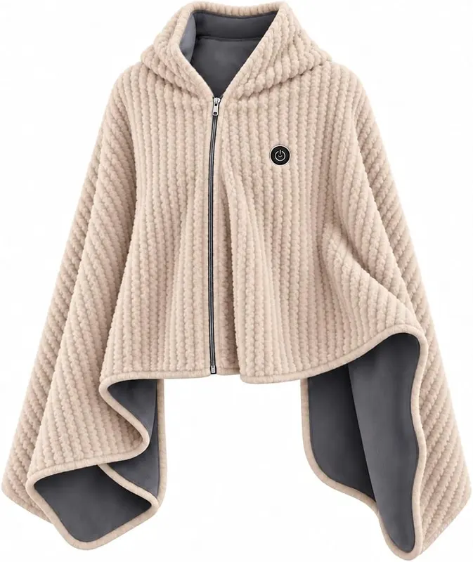 BJUTIR Wearable Cordless Heated Blanket Cape in A01 Beige