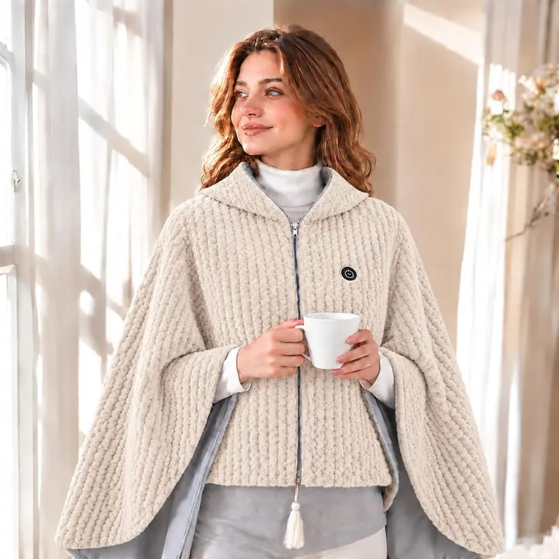 BJUTIR Wearable Cordless Heated Blanket Cape – Soft layers for cozy downtime