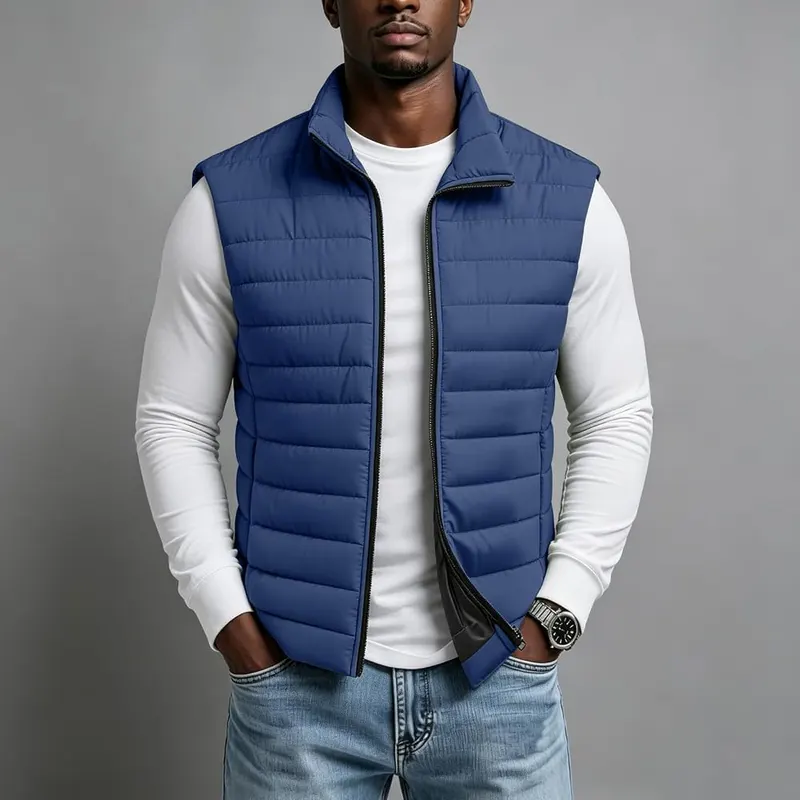 Black Puffer Jacket Men Sleeveless Vest Jackets – product photo 2 of 9
