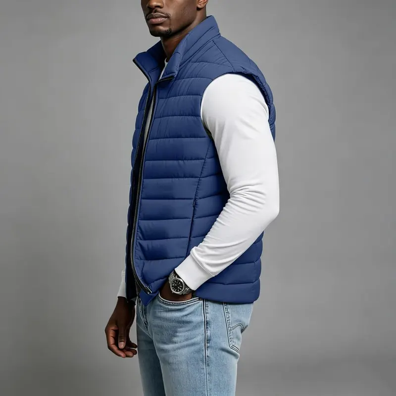 Black Puffer Jacket Men Sleeveless Vest Jackets – product photo 3 of 9