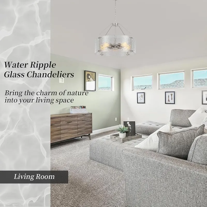 Blhxian Glass Drum Chandelier – Round Glass Chandelier