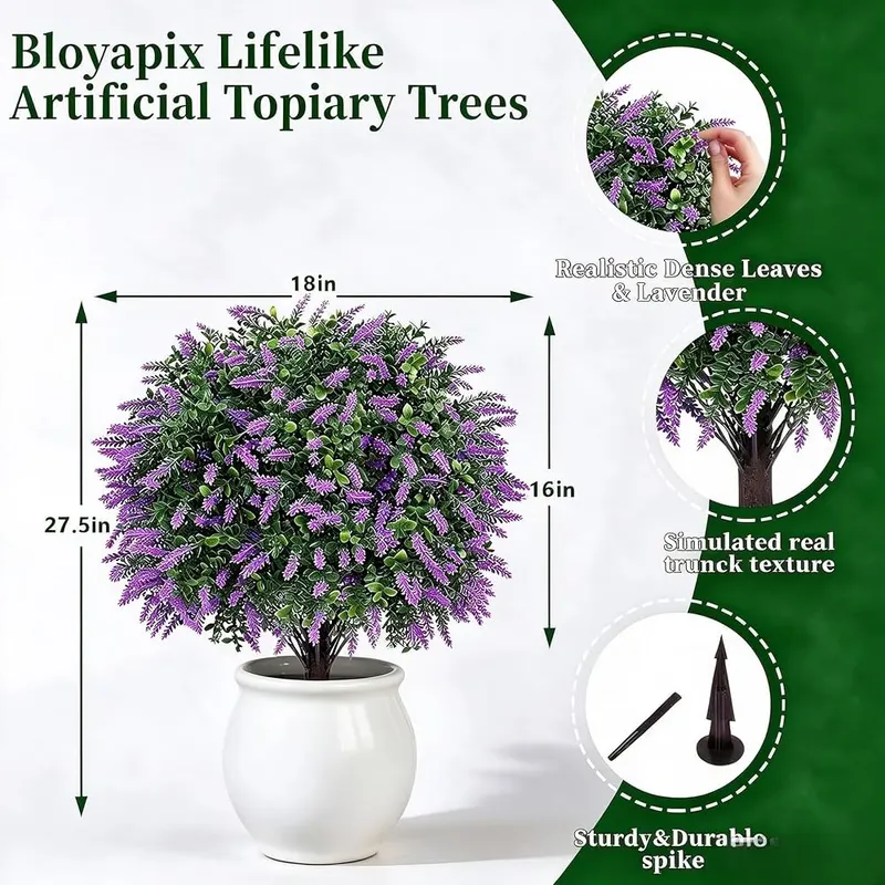 Bloyapix 27.5″ Artificial Lavender Boxwood Topiary Ball – Ultra-Realistic Design
