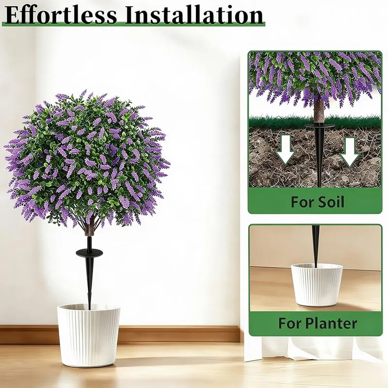 Bloyapix 27.5″ Artificial Lavender Boxwood Topiary Ball – Effortless Installation