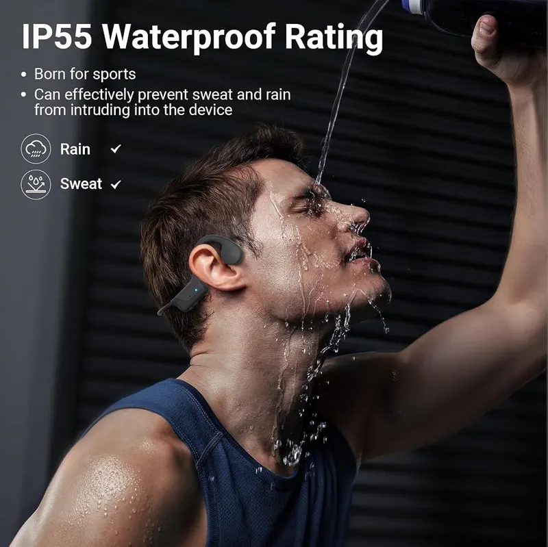 Blrakx New Waterproof Open-Ear Bone Conduction Headphones Black-Grey – product photo 2 of 6