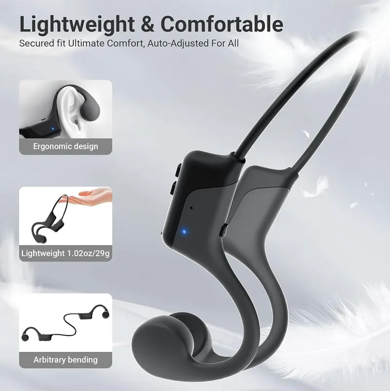 Blrakx New Waterproof Open-Ear Bone Conduction Headphones Black-Grey – product photo 5 of 6