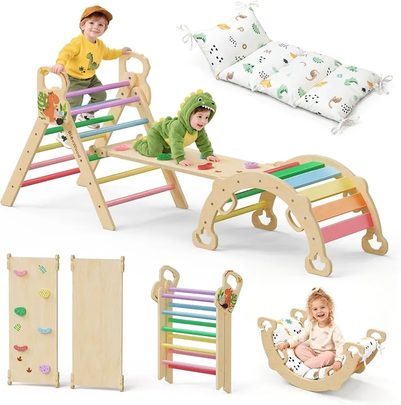 BlueWood Pikler Triangle Set in Rainbow
