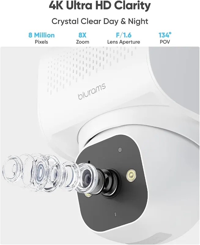 blurams 4K Ultra Security Cameras Wireless Outdoor – 24/7 AOV recording to microSD
