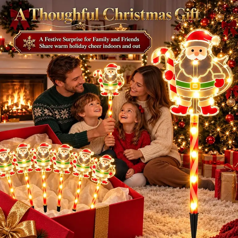 BONLION Solar Christmas Santa Pathway Lights Outdoor – Durable IP65 waterproof ABS construction