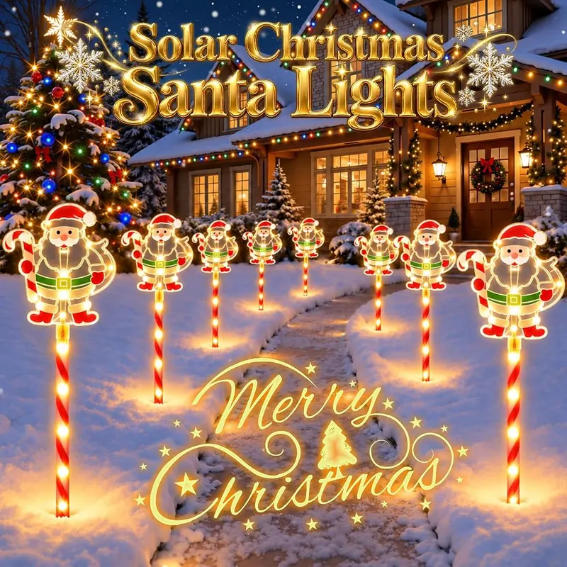 BONLION Solar Christmas Santa Pathway Lights Outdoor – product photo 8 of 8