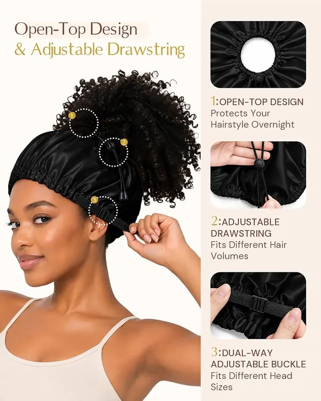BONNET QUEEN Adjustable Double Layer Silk Like – Double layer satin material