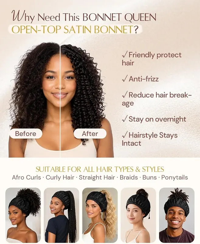 BONNET QUEEN Adjustable Double Layer Silk Like – Silk like smooth texture