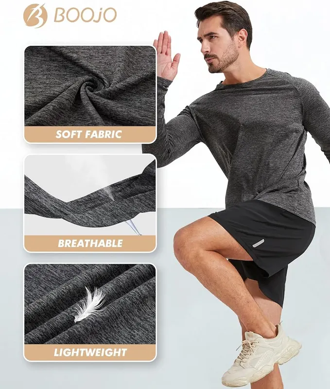 BOOJO 7 Pack Long Sleeve Shirts – Quick-dry moisture-wicking fabric