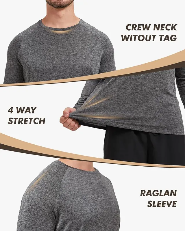 BOOJO 7 Pack Long Sleeve Shirts – 4-way stretch cuffs and hem