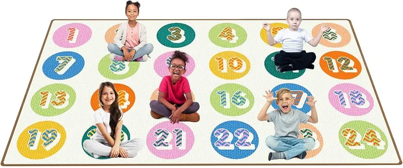 Booooom Jackson Pastel Number Seating Classroom Rug