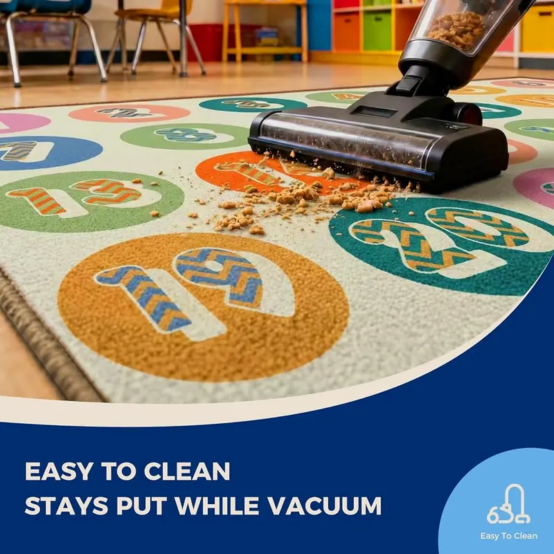Booooom Jackson Pastel Number Seating Classroom Rug – Non slip rubber backing for added safety
