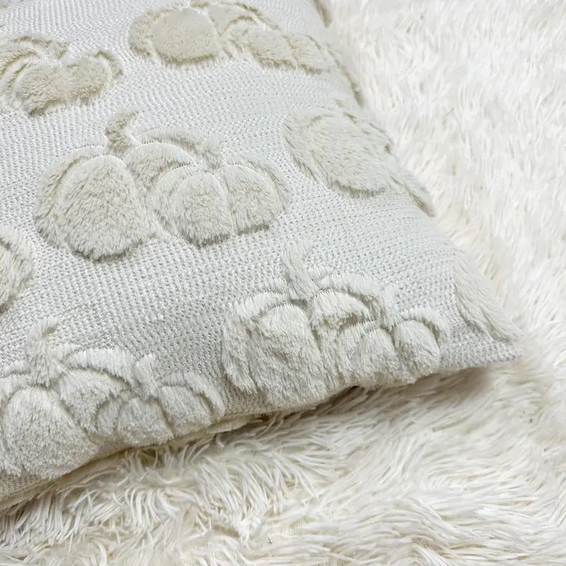 Booque Valley Fall Decorative Pillow Covers Set Beige – Fuzzy Wool Design
