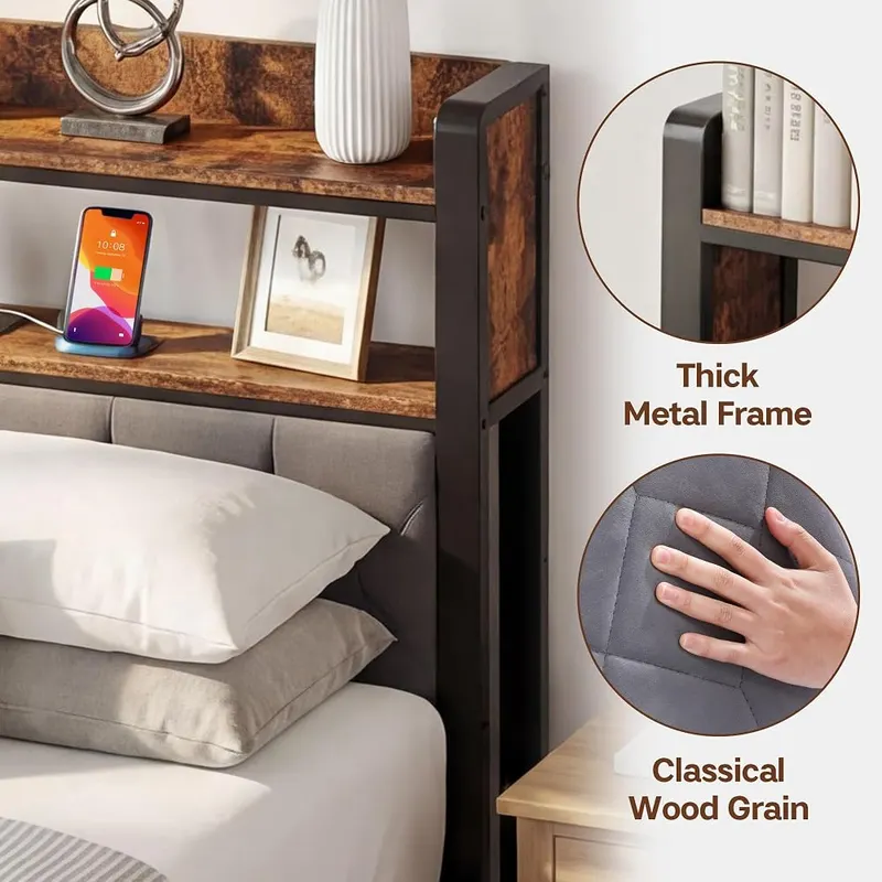 BOVONO Full Bed Frame – Two outlets with USB and Type-C
