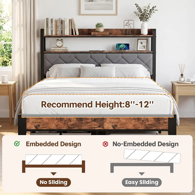 BOVONO Full Bed Frame – Engineered wood construction