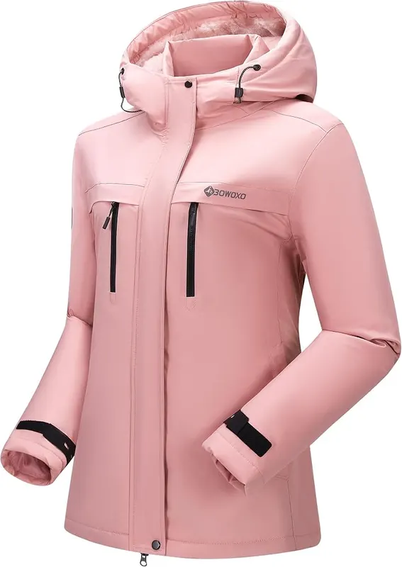 BOWOXO Women’s Waterproof Ski Jacket-Windproof Winter Warm – Brushed thermal fleece lining