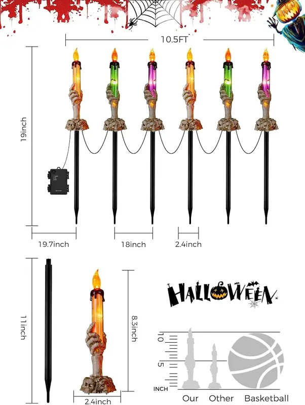 Brightown 6Pack Halloween Decorations Outdoor Candle Lights – Built-in 6 hour timer