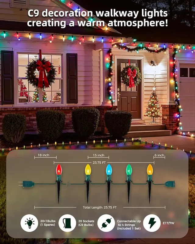 Brightown Christmas Pathway Lights Outdoor – Connectable Christmas Walkway Lights
