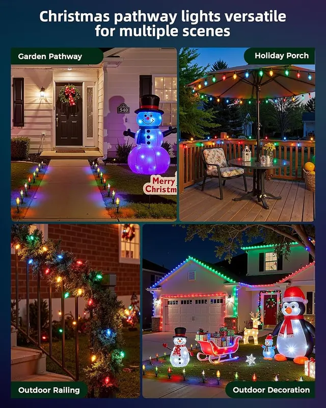 Brightown Christmas Pathway Lights Outdoor – Waterproof Christmas Yard Lights