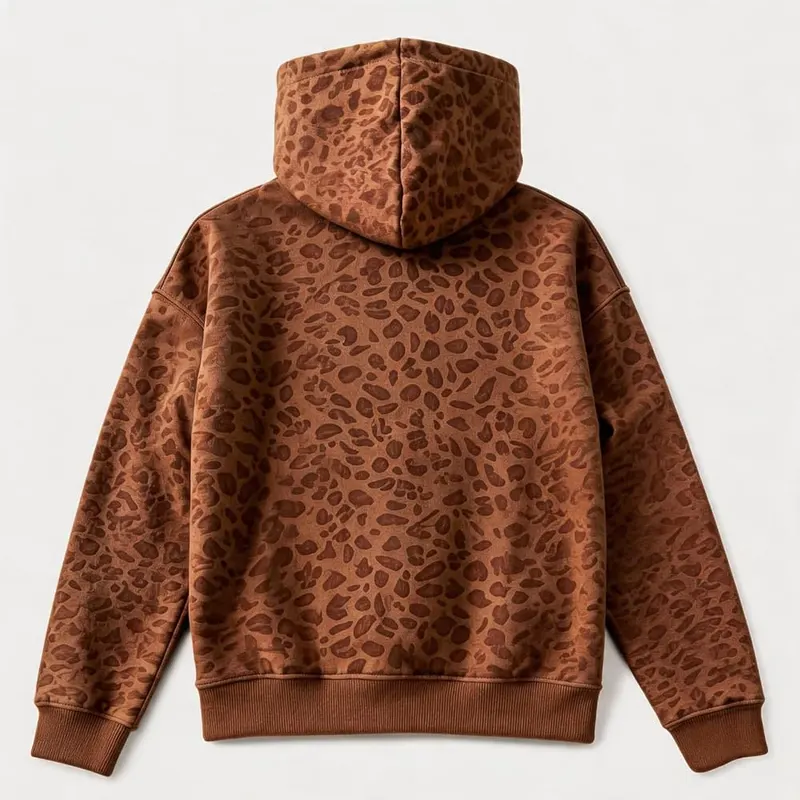 Brown Womens Hoodies Oversized Leopard Cheetah Print – product photo 4 of 5