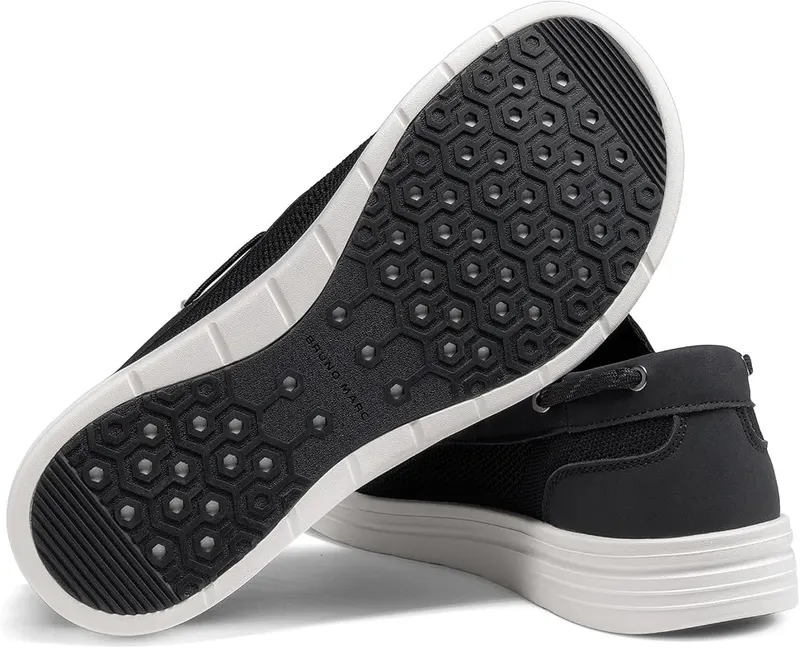Bruno Marc Men’s Arch Support Loafers Casual Boat Black 11 – Simple two-eyelet design for easy slip-on wear