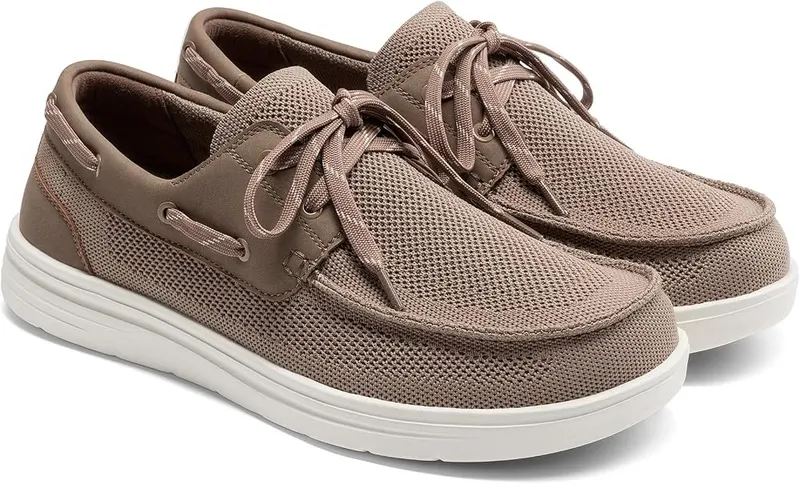 Bruno Marc Men’s Arch Support Loafers Casual Boat Brown 12 – Non-slip rubber outsole for steady traction