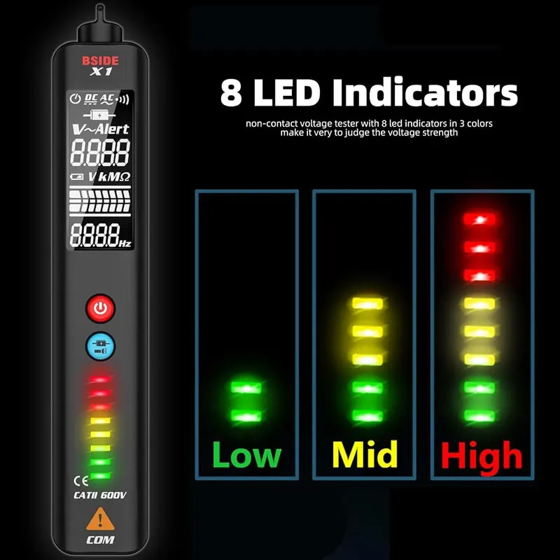 BSIDE Voltage Tester EBTN LCD Non-contact Voltage – 3-Line Display