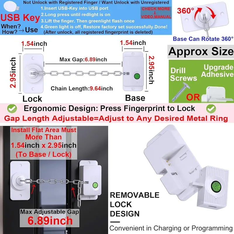 Bstsilver Fingerprint Fridge Lock 20User – Biometric fingerprint recognition technology