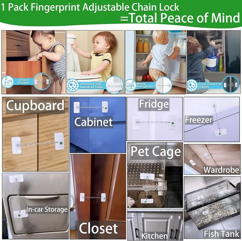 Bstsilver Fingerprint Fridge Lock 20User – Stores up to twenty users